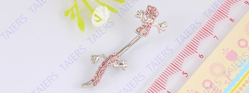 Ювелирные изделия для пирсинга пупка Gecko Двухцветные прозрачные розовые