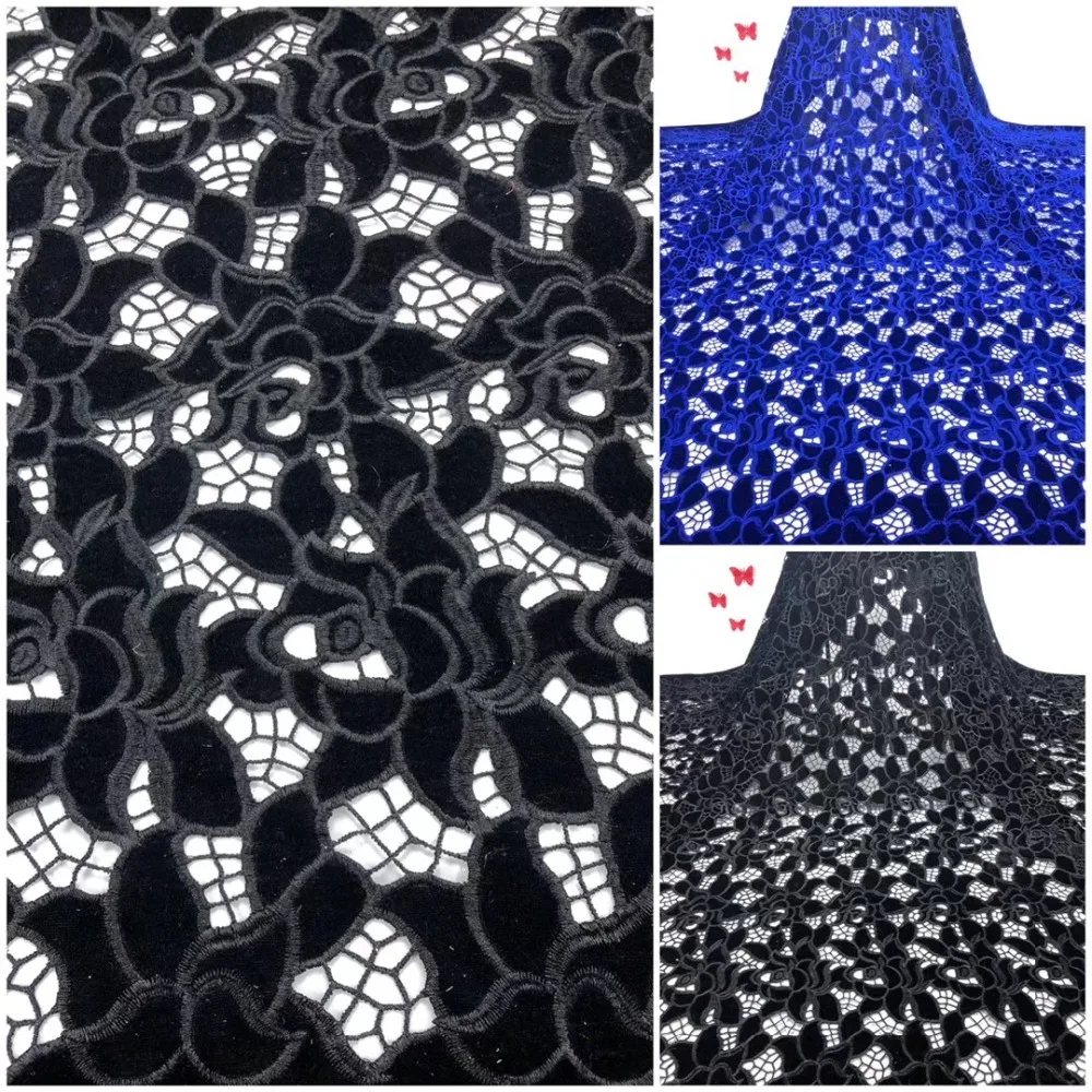 

2019 Latest design african royalblue Tulle french lace fabric velvet lace fabric good looking bridal lace fabric High quality