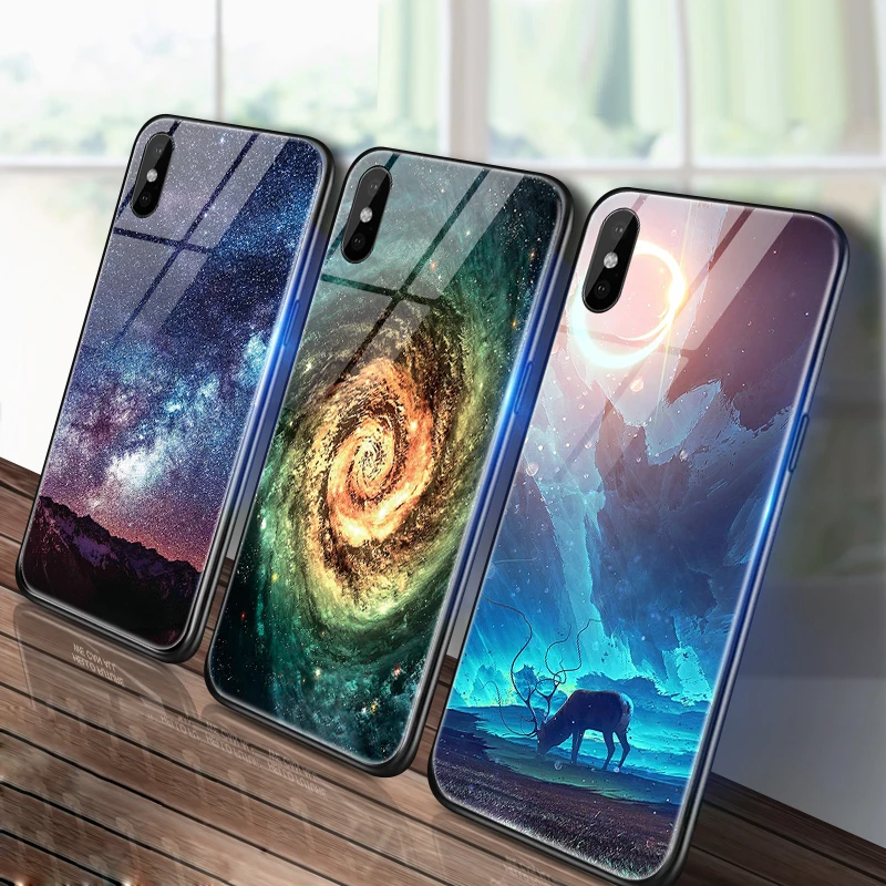 Artisome звезда пространство закаленное Стекло чехол для iPhone X XS MAX 7 8 6 s Мягкий край
