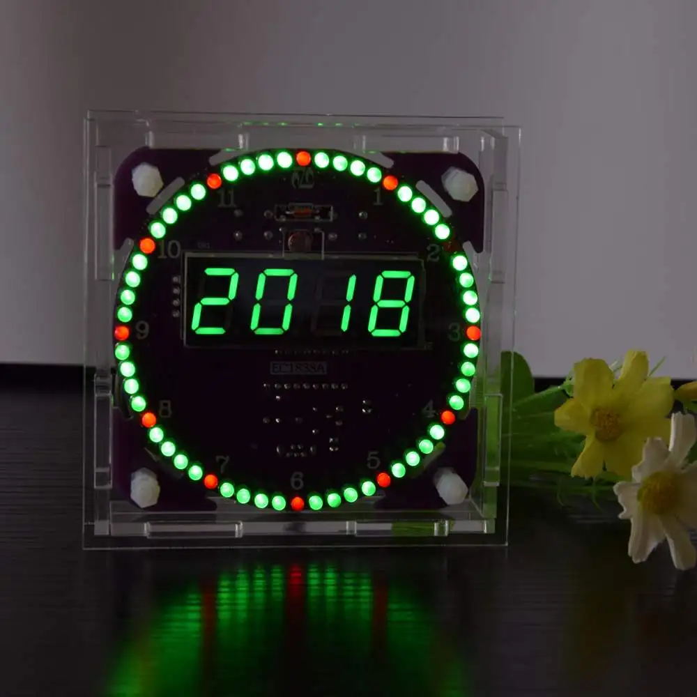 green 2 Четвертое поколение DIY EC1838A DS1302 светильник с управлением вращения светодиодный набор электронных часов вращающиеся электронные таймеры - Цвет: green 2