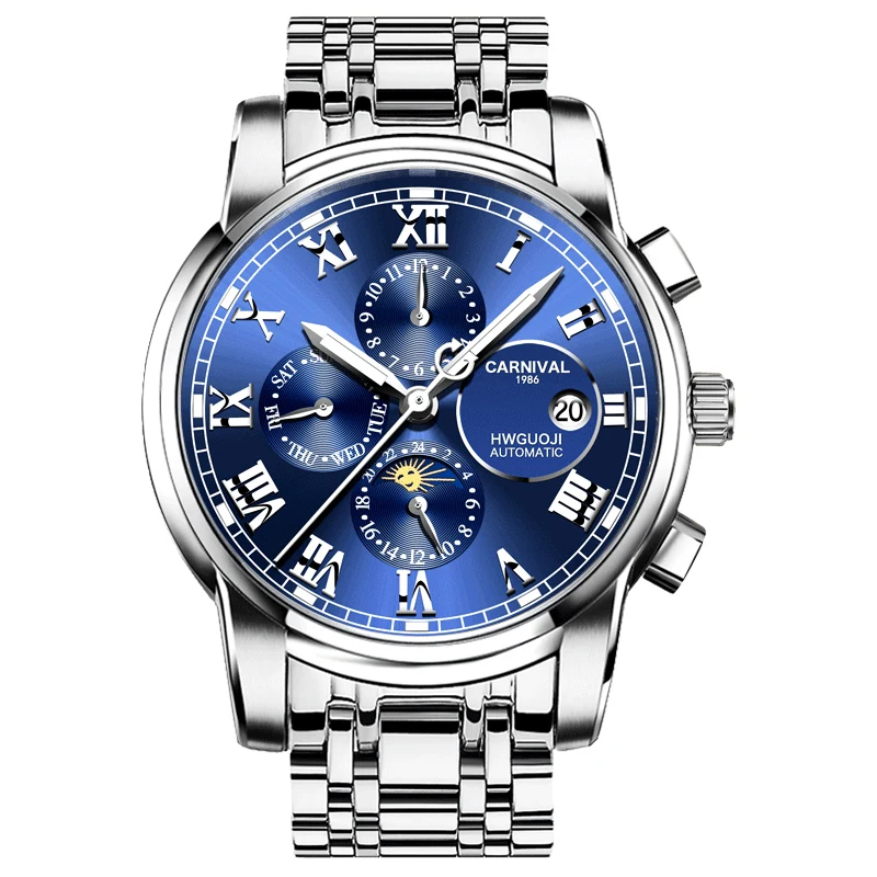 Автоматические часы мужские механические erkek kol saati mekanik otomatik moon phase erkek otomatik montre homme mecanique