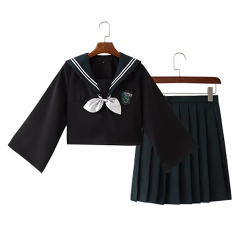 Slytherin Косплей Костюм Гриффиндор Слизерин женщина JK униформа косплей костюм моряка Малфой для студентки Cos одежда дропшиппинг - Color: Slytherin
