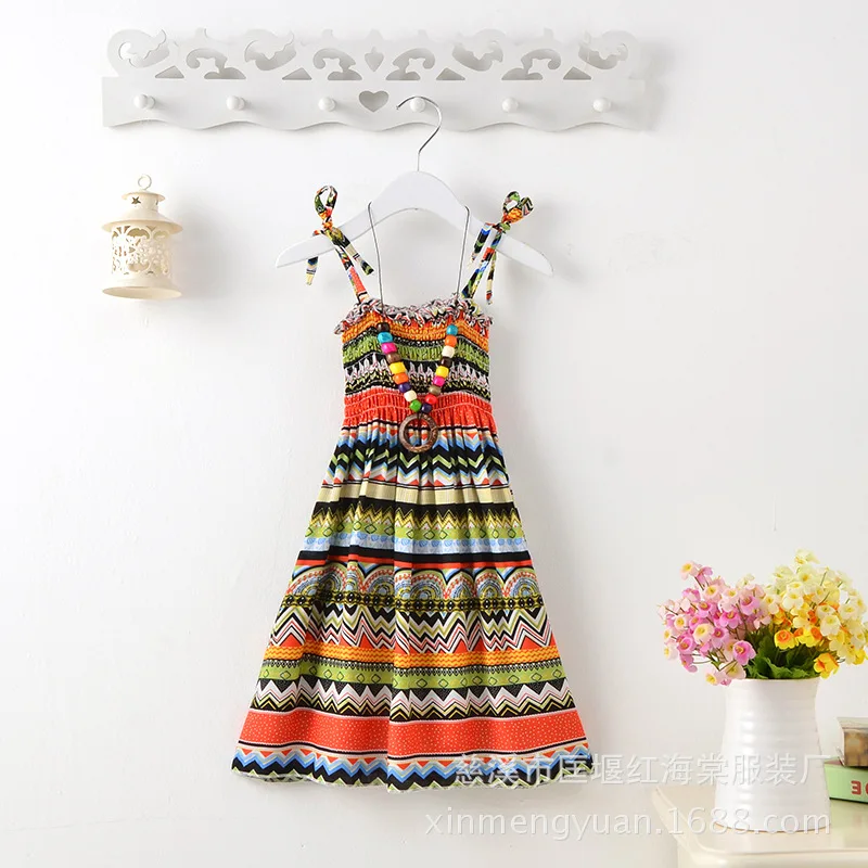 Kids Children's Dresses Sumemr Sleeveless Girl Party Dress Floral Print Princess Beach Costume Clothes 3 6 10 14 Years | Детская