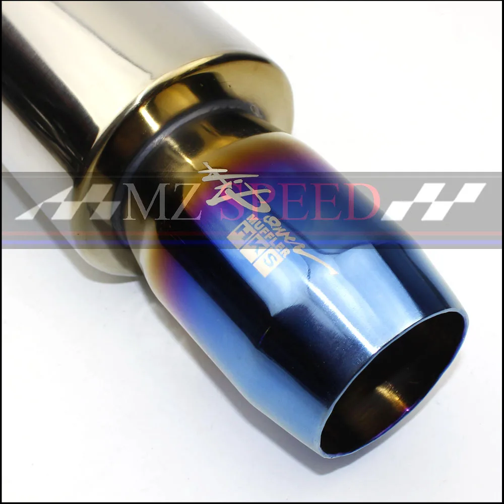 car styling universal car muffler exhaust stainless steel burn-blue muffler 57 mm imported to 76 mm outlet - Цвет: 63mm
