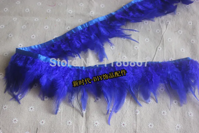 Бесплатная доставка королевский синий перо петуха бахрома 5 метров птичьи перья