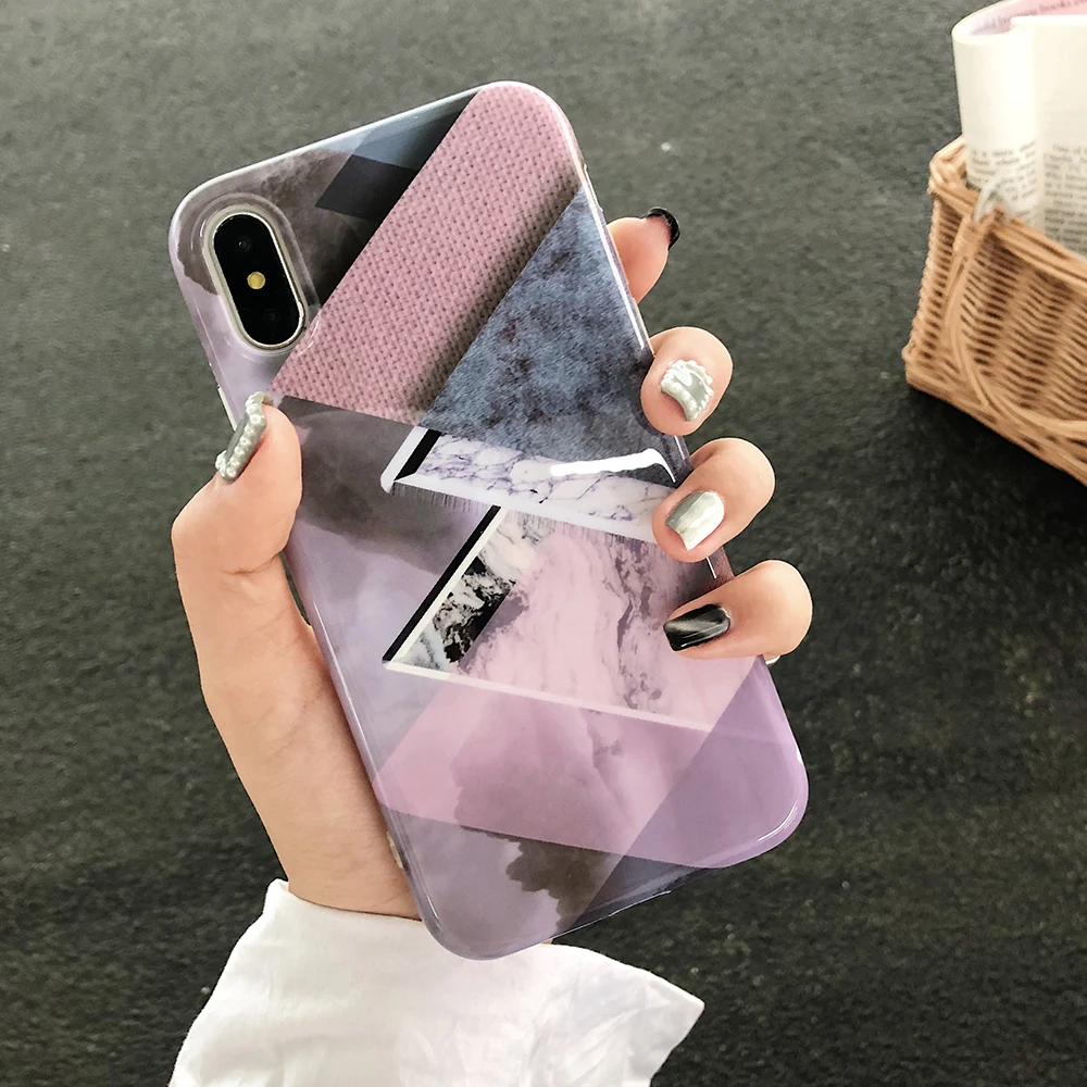 LOVECOM мраморный чехол для телефона для iPhone 11 Pro Max XS Max XR XS 6 6S 7 8 Plus X геометрический треугольник мягкий IMD чехол для телефона подарки