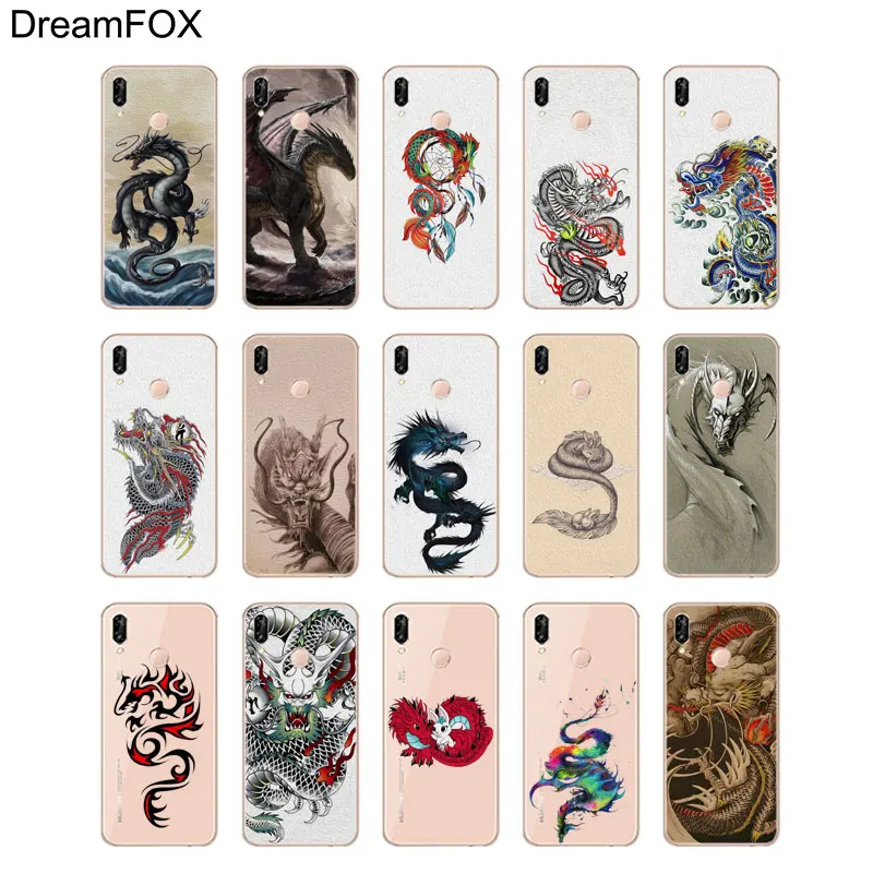 DREAMFOX M298 The Chinese Zodiac Dragon Soft TPU Silicone Case Cover For Huawei Honor 6A 6C 6X 7C 7X 8 Lite Pro |