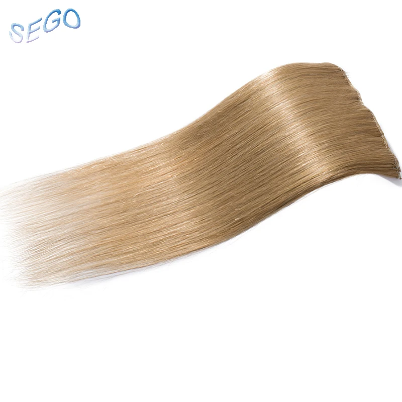SEGO 1"-22" 70 г Прямой зажим синтетических Пряди человеческих волос для наращивания фабричного производства-Реми 7 шт./компл. бразильский волос чистый и фортепиано Цвет