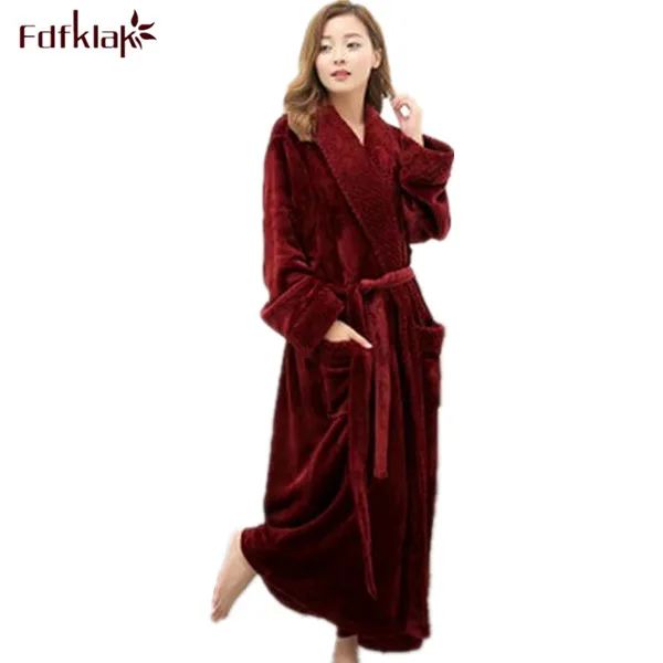 Длинный халат женский фланелевая ночная рубашка теплый E1026|bath robe|women bathrobelong bathrobe |