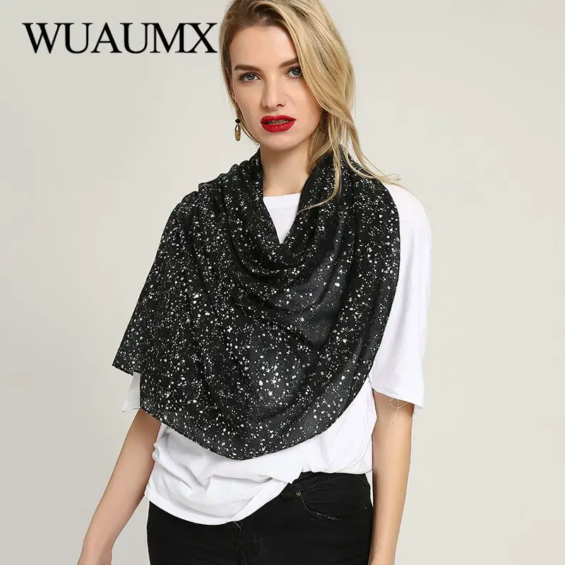 Wuaumx шарф Для женщин блестящие Серебряные золотые шарфы хиджаб дамы Bronzing Фольга шейный платок, платок женский на голову, шарф женский,платок на шею женский, шарф женский,шарфы женские,осень женщины
