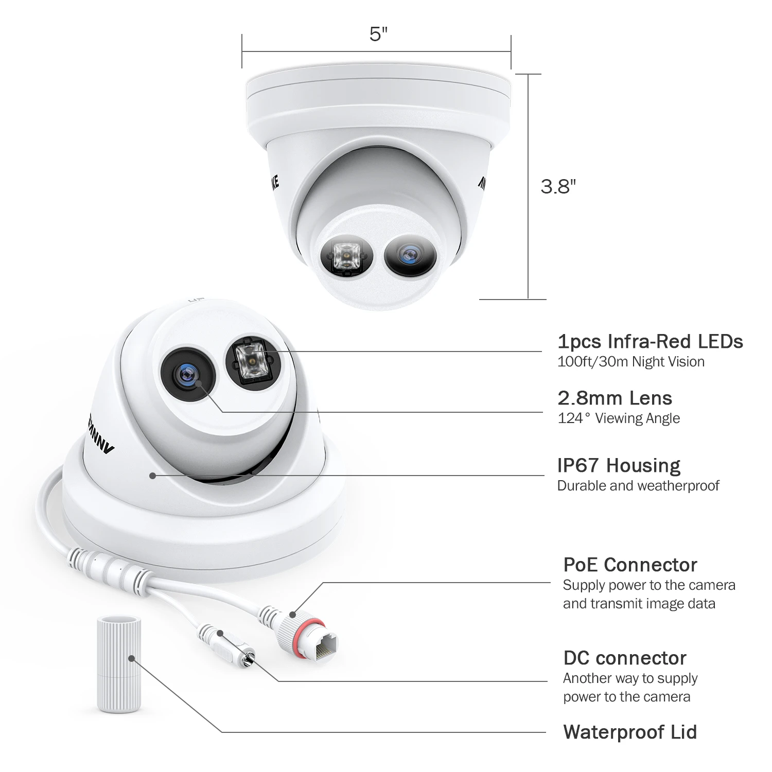 ANNKE, 4 шт., Ультра HD, 8MP, POE камера, 4 K, для улицы, в помещении, защита от атмосферных воздействий, сетевая купольная, EXIR, ночное видение, оповещение по электронной почте, комплект видеонаблюдения