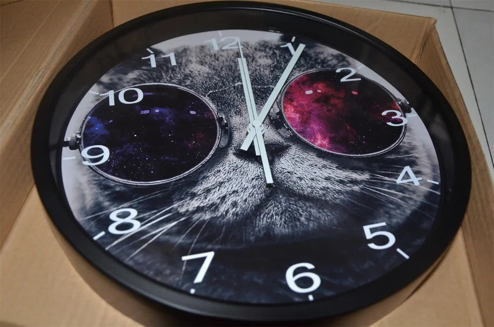 Часы настенные со стеклянными часами в виде кошки бесшумные 10 лет работы | Дом и