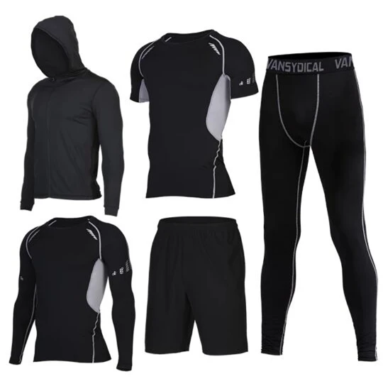 TC0004 Vansydical мужской костюм для бега, спортивный костюм для фитнеса, спортивные костюмы для спортзала, наборы для бега, компрессионные колготки, спортивная одежда для тренировок, костюм для бега - Цвет: TC0004