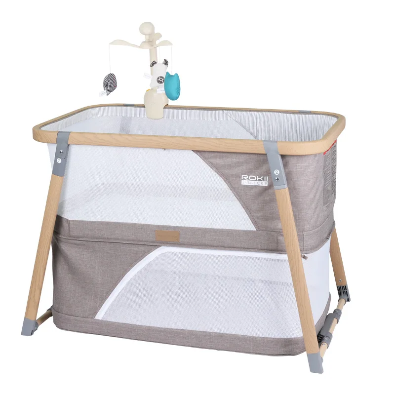 Американский Kinderwagon портативная складная кроватка многофункциональная для новорожденных с москитной сеткой игровая кровать колыбель детская спальная кровать 0-24 м - Цвет: With musical toys