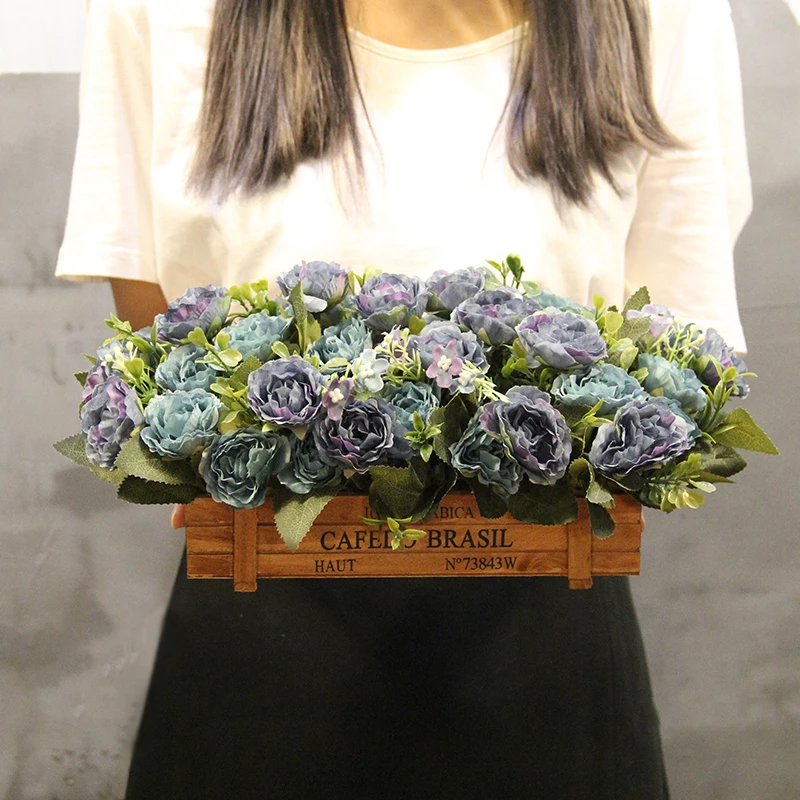 1 набор Роза Кореопсис завод квадратный деревянный цветочный горшок