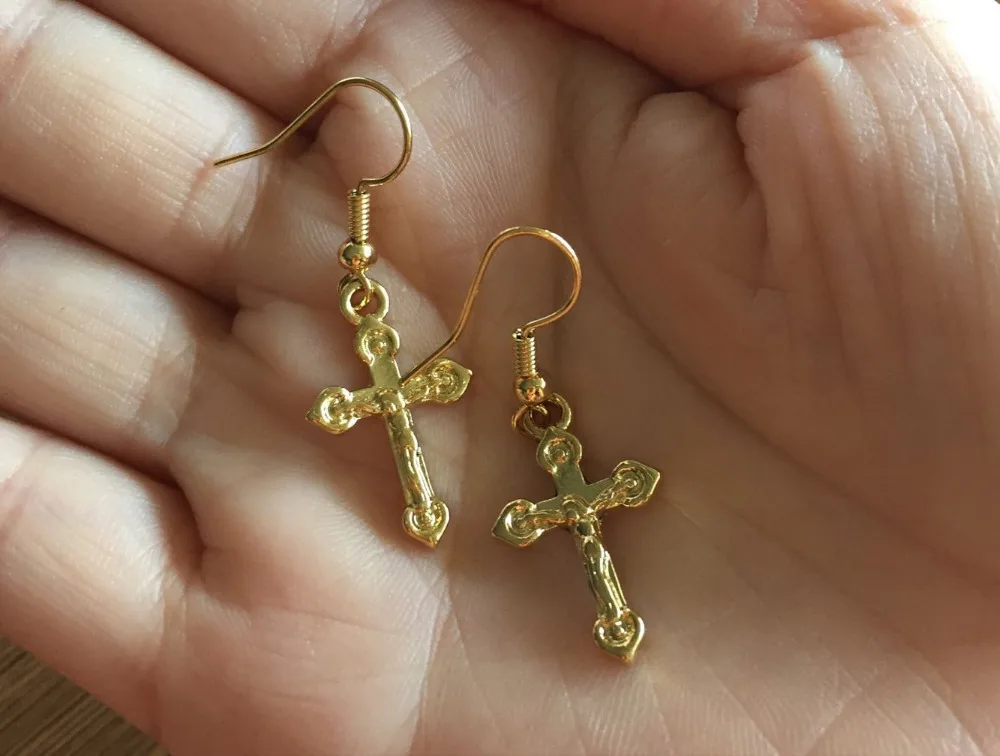 

Bangrui gold colorSMALL Charm cute Jesus Cross Earrings for Women Girl Special Design Christian Jewelry God Bless drop shipping