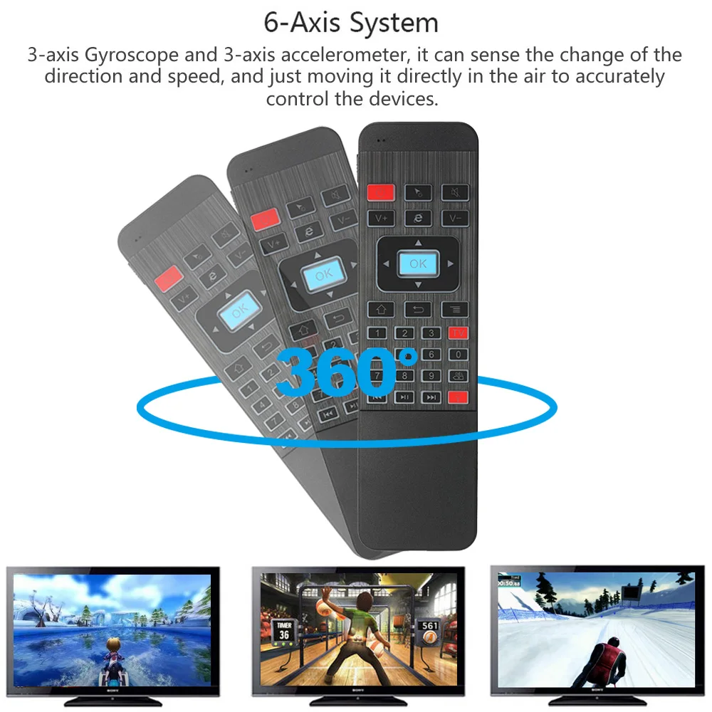 Беспроводная клавиатура Air Mouse 2 4G с подсветкой 6 осевой датчик дистанционное