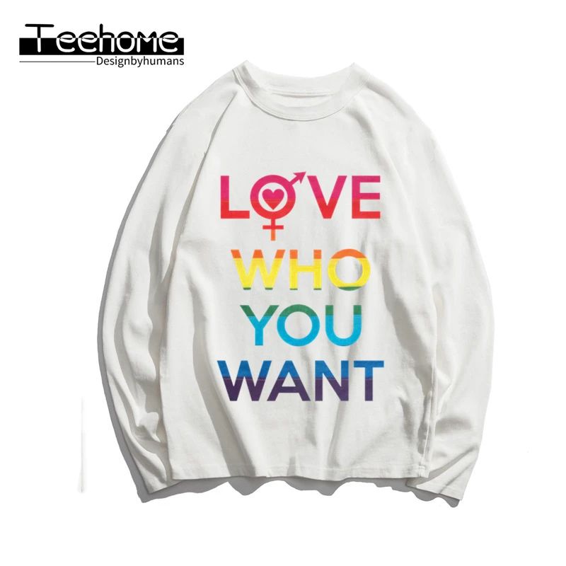 Мужская футболка с длинным рукавом Love Lesbian Rainbow надписью Is Harajuku Pride Lgbt Gay уличная
