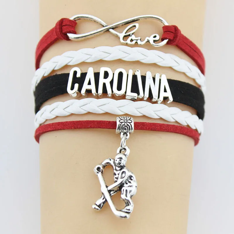 Бесконечность любовь Carolina браслеты хоккейная команда очарование ручной работы