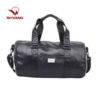 wobag women travel luggage bag high quality pu leather waterproof handbag men fashion outdoor weekend bag large capacity black