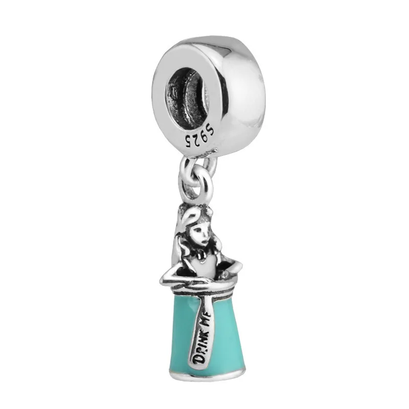 QANDOCCI 925 пробы серебряные ювелирные изделия Alice in a Bottle Серебряные Подвески