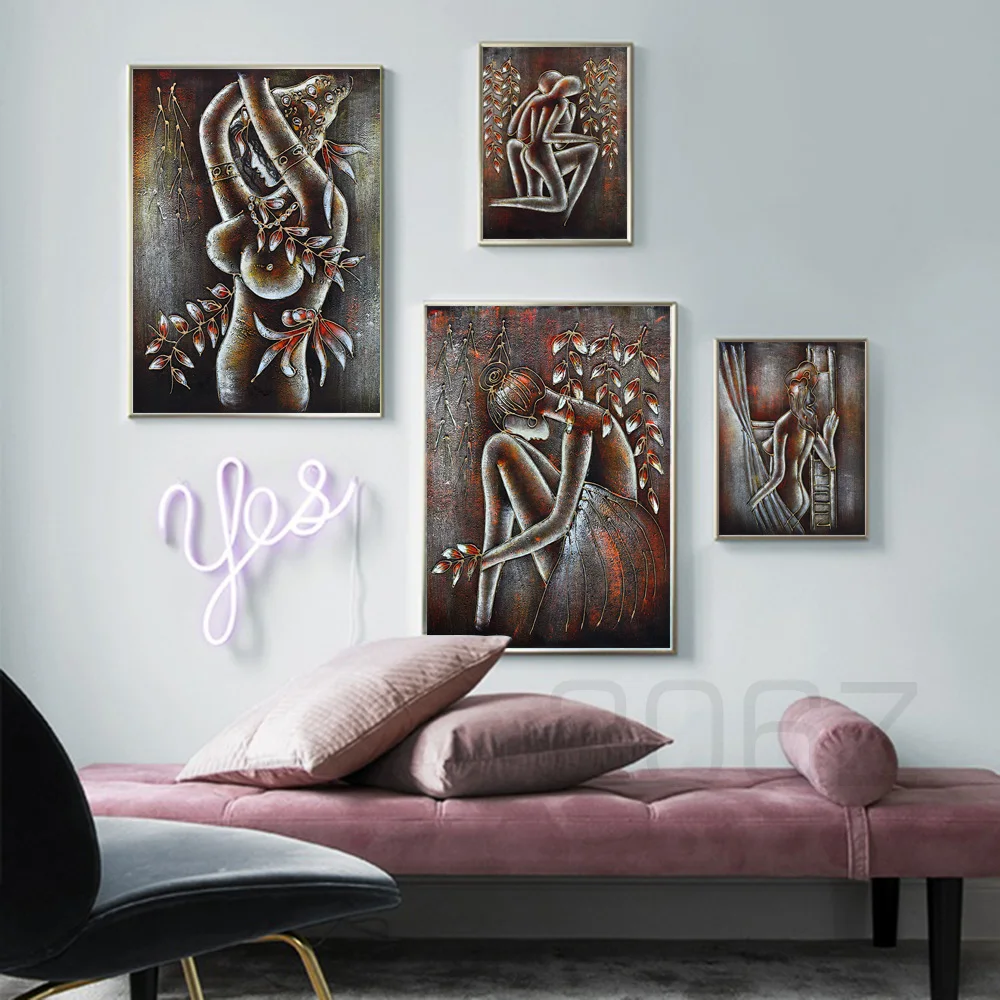 Абстрактная масляная живопись сексуальная обнаженная женщина современный принт