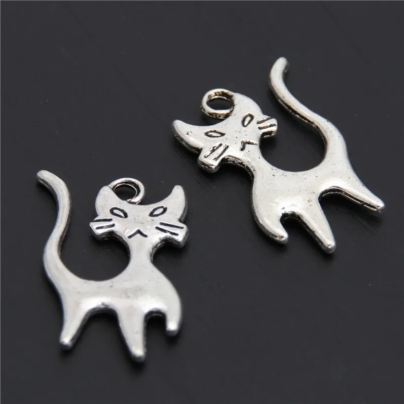 25PCS Tibetan Silver Color Cat Charms Pendants For Jewelry Making Bracelet Craft Diy Handmade A2944 | Украшения и аксессуары