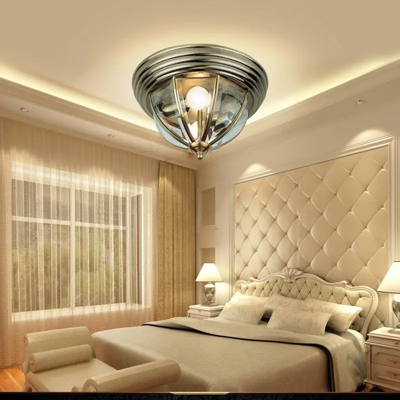 Классический Медный потолочный светильник для спальни европейская винтажная