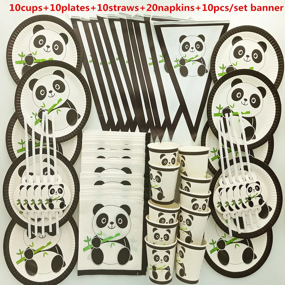 Набор посуды с милой пандой на 10 человек для детей первый день рождения маленьких