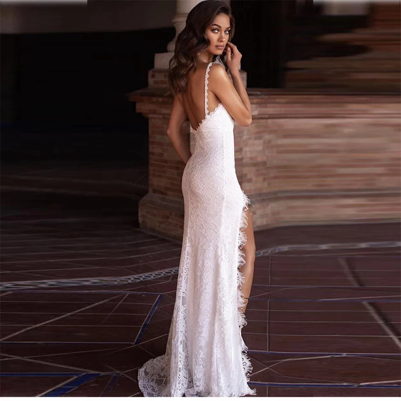 Высококачественное белое платье Макси без рукавов с высоким разрезом длинное