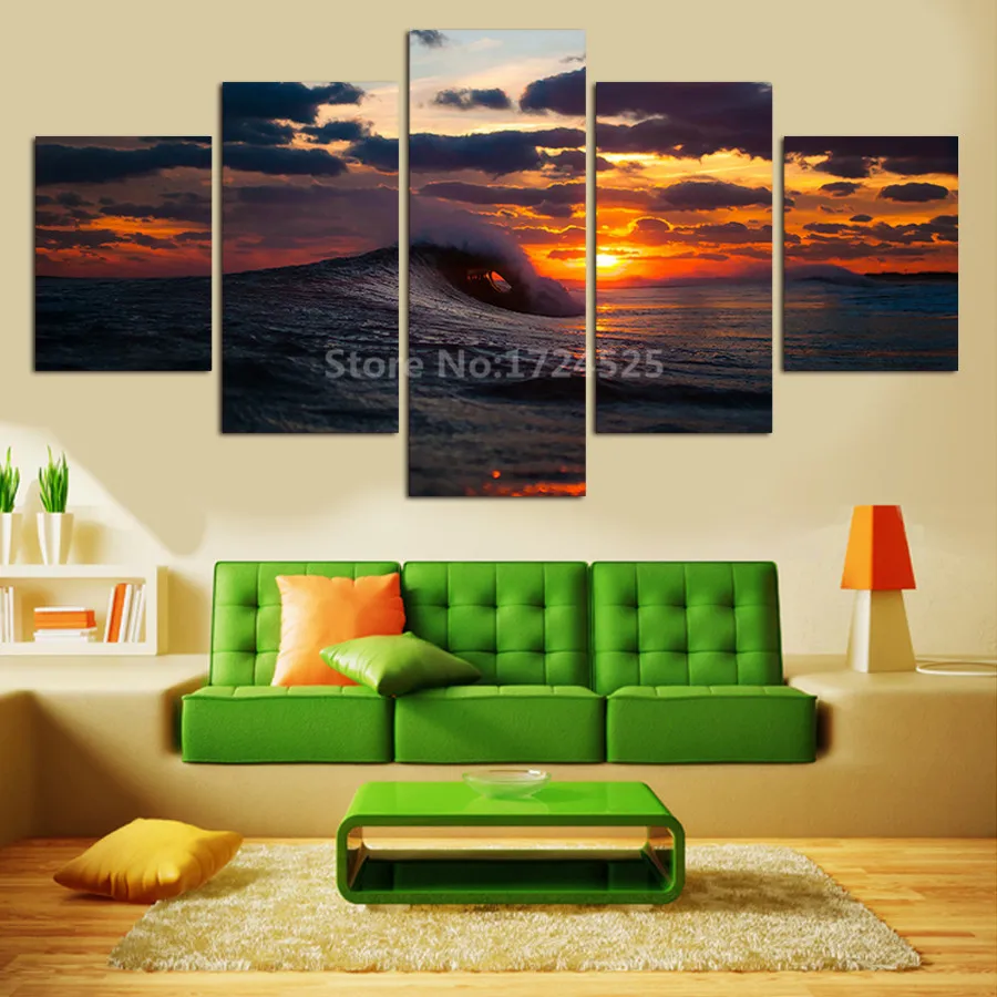 Без рамки 5 шт. морская волна Современный домашний декор для стен картина холст