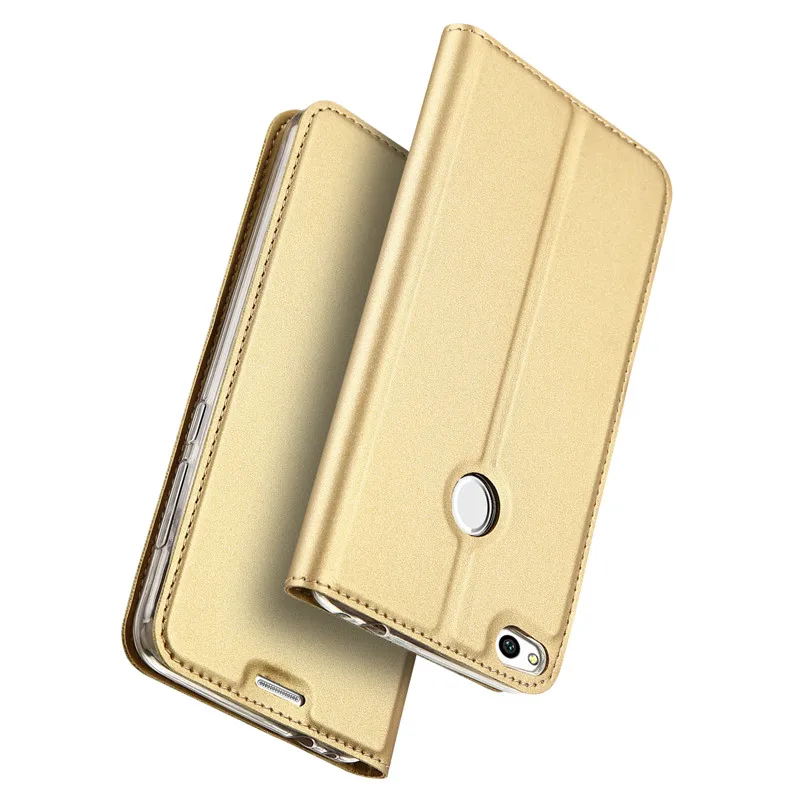 Чехол-книжка для huawei P8 Lite P9 Lite чехол Кожаный чехол-книжка для Honor 8 Lite GR3 чехол для телефона - Цвет: Золотой