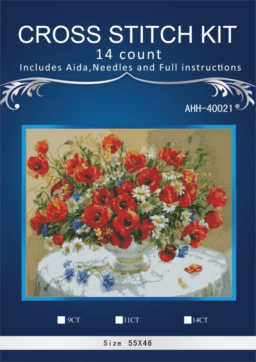 

oneroom red poppy flowers 2 Cross Stitch Embroidery Kits 14CT Owl Animal Tree Cotton Thread Painting DIY Needlework DMC