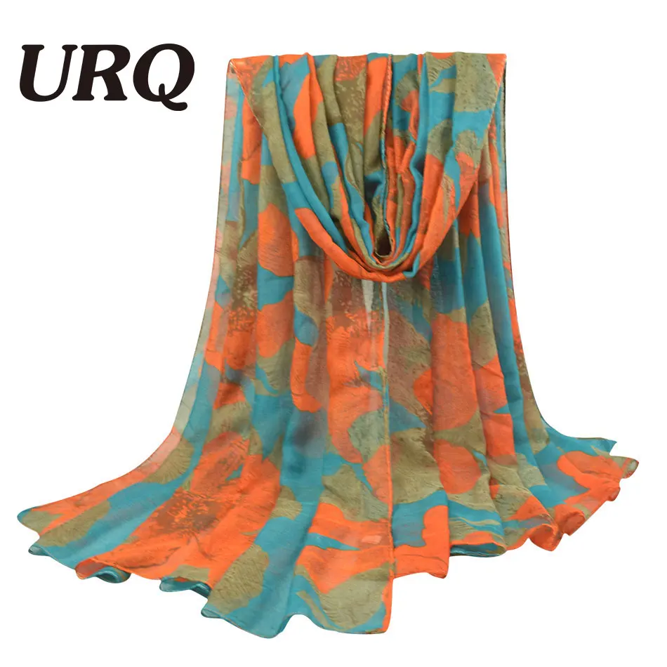 Модные зимние женские длинные хлопковые вискозные шарфы с цветочным принтом