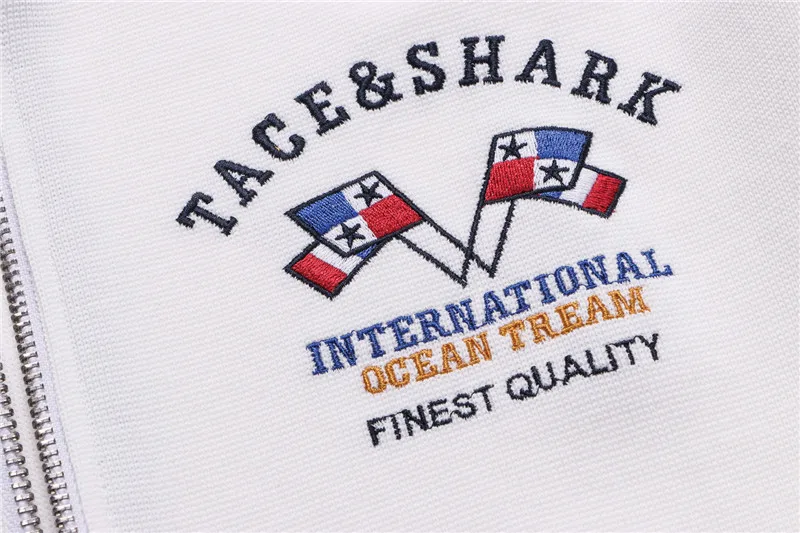 TACE& SHARK, брендовая Осенняя мужская куртка, модная повседневная мужская деловая куртка с вышивкой акулы, куртка-бомбер, Мужская Лоскутная куртка на молнии