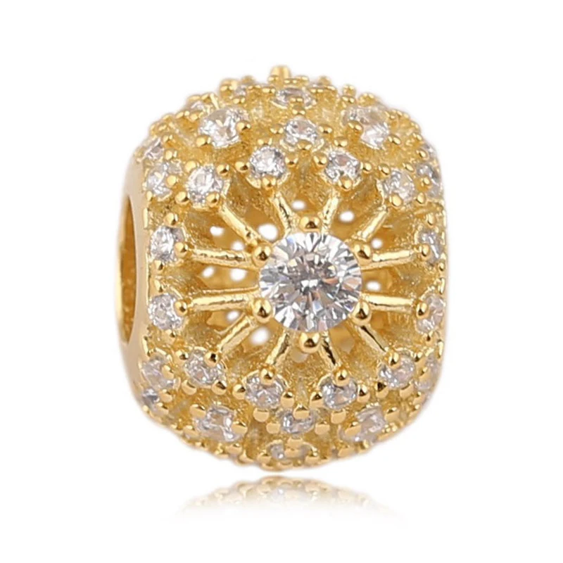 Fit Pandora амулеты оригинальные серебряные 925 золотые хрустальные бусины для шармов ювелирное изделие браслеткулон