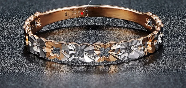 Модные 2 цвета цветы обручальные кольца для женщин Bijoux Anel Femme обручальное кольцо 18 К золото массивные ювелирные украшения в подарок любимой