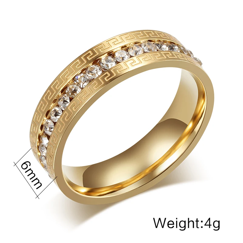 Heyrock Women's Vintage Jewelry Golden Stainless Steel Zirconia Rings Engagement Wedding Ring | Украшения и аксессуары