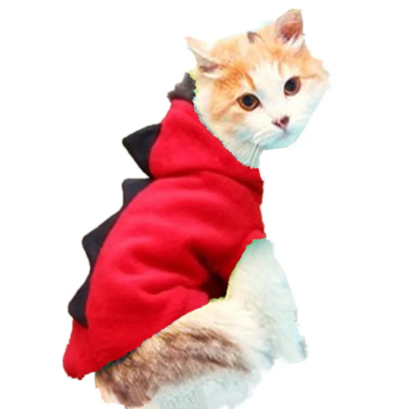 Red Одежда для домашних животных костюм на Хэллоуин кошка животное одежда худи куртка осень и зима маленькая и средняя собака динозавр платье - Цвет: Red