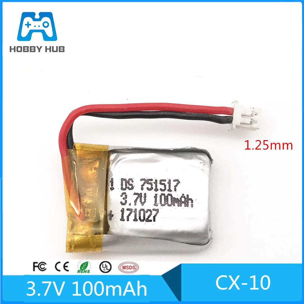 

3.7V 100mAh For Wltoys V272 V282 V292 for Hubsan Q4 H111 Mini RC Quadcopter Spare Parts 3.7V 100mAh Lipo Battery