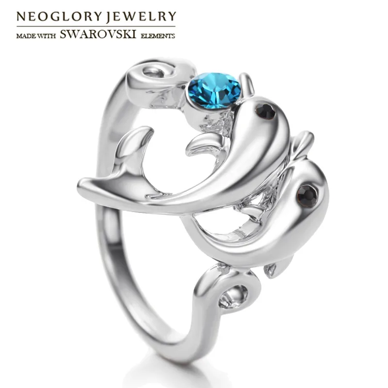 Neoglory Австрия Стразы кольцо на палец милый прекрасный Дельфин дизайн сплав