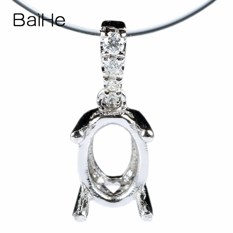 Женский кулон из белого золота с бриллиантами 5x7 мм|natural diamond pendant|diamond pendant mountingsgold |