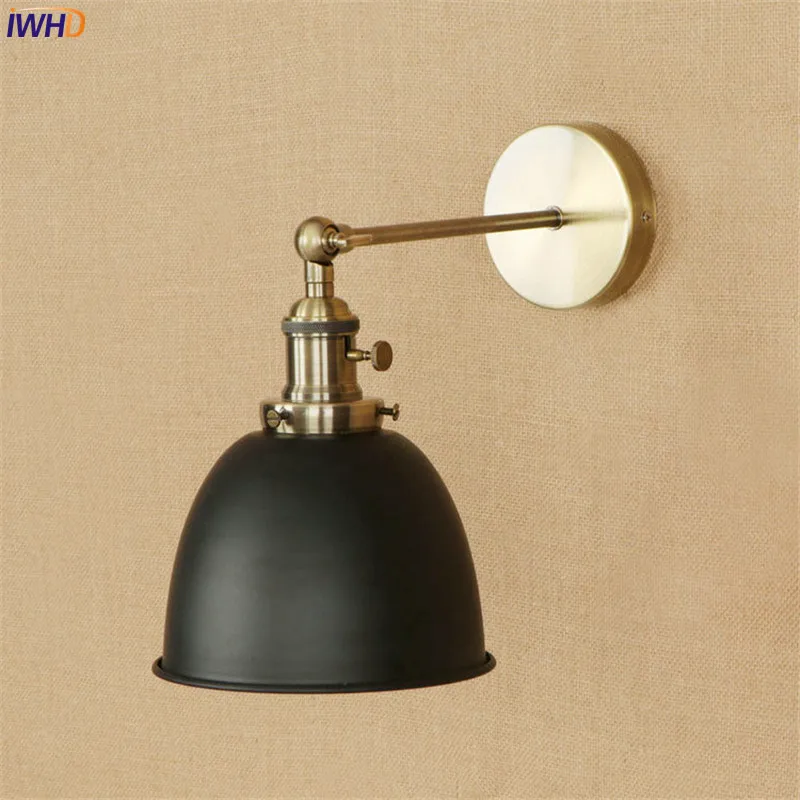 IWHD черный латунный Ретро светодиодный настенный светильник светильники Wandlamp E27 4W