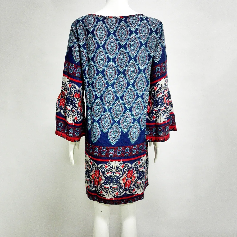 Женское платье в стиле бохо винтажное этническое ретро разноцветное короткое с