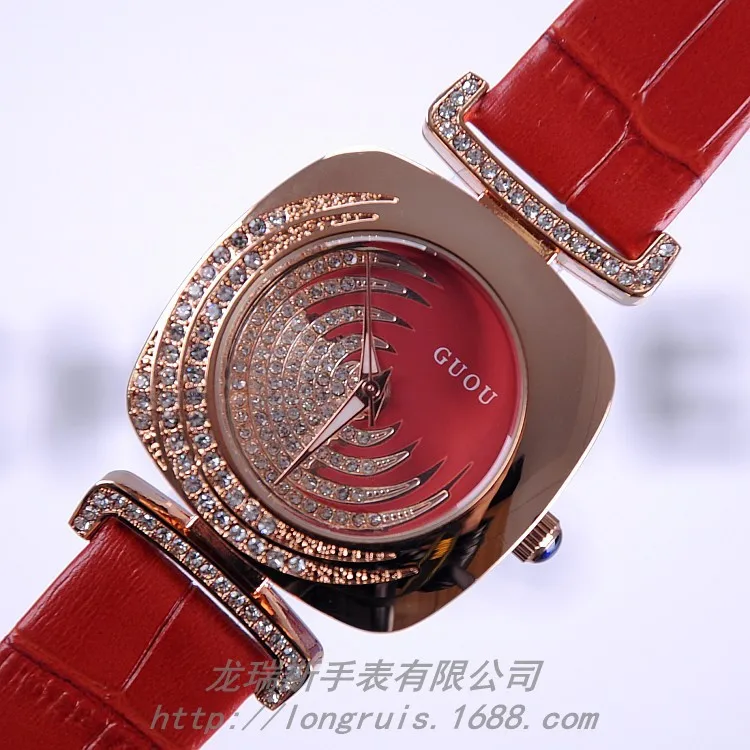 Модный чехол из розового золота с блестящим кристаллом белый циферблат