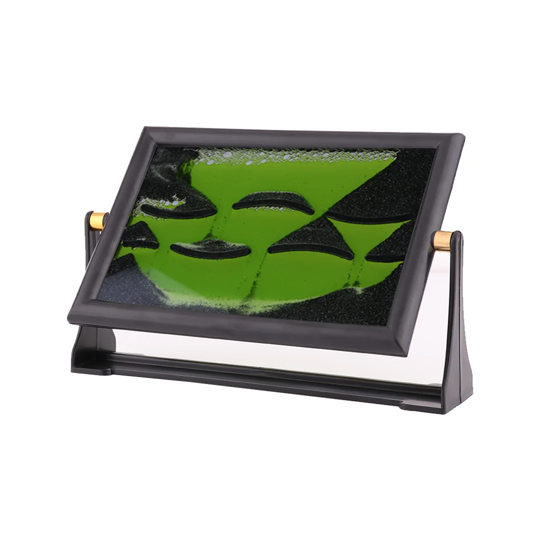Green 3D Vision струящийся песок картина винтажная картина движущийся пейзаж жидкий таймер снятие стресса песочные часы настольные динамические художественные поделки - Цвет: Green