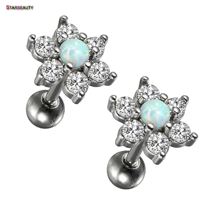 Серьги гвоздики с опалом Starbeauty 1 2 х6 мм 16 г шт./лот|Украшения для тела| |