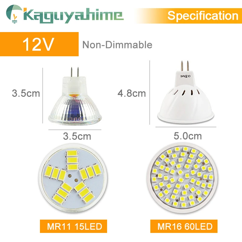 Kaguyahime MR16 светодиодный 12 V MR11 прожектор 220 V 6 W SMD 2835 Лампы светодиодный лампада Светодиодный прожектор светодиодные украшения ампулы теплый белый холодный белый