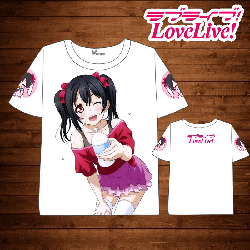 Аниме LoveLive! Школьная футболка для мужчин и женщин летнее платье с коротким