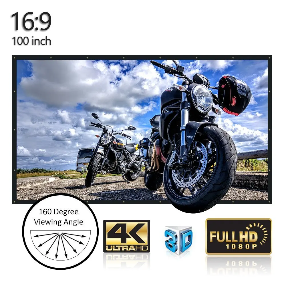 Наружный экран для проектора 100 дюйма портативный передний проектор из ПВХ HD 3D